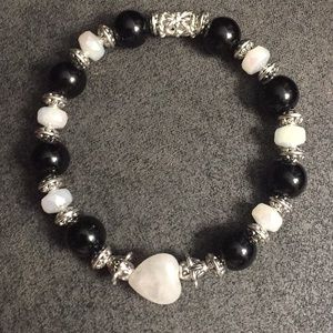 Black Jasper semi precious beaded bracelet.
